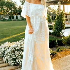 Baltic Born Leon off shoulder maxi dress white